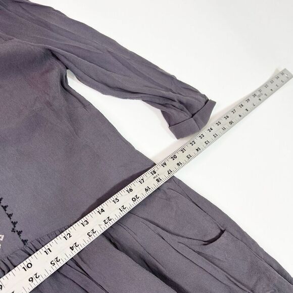 Garnet Hill Dress Womens 12 3/4 Sleeve Crochet Grey Pockets Flowy Comfort - Picture 7 of 12